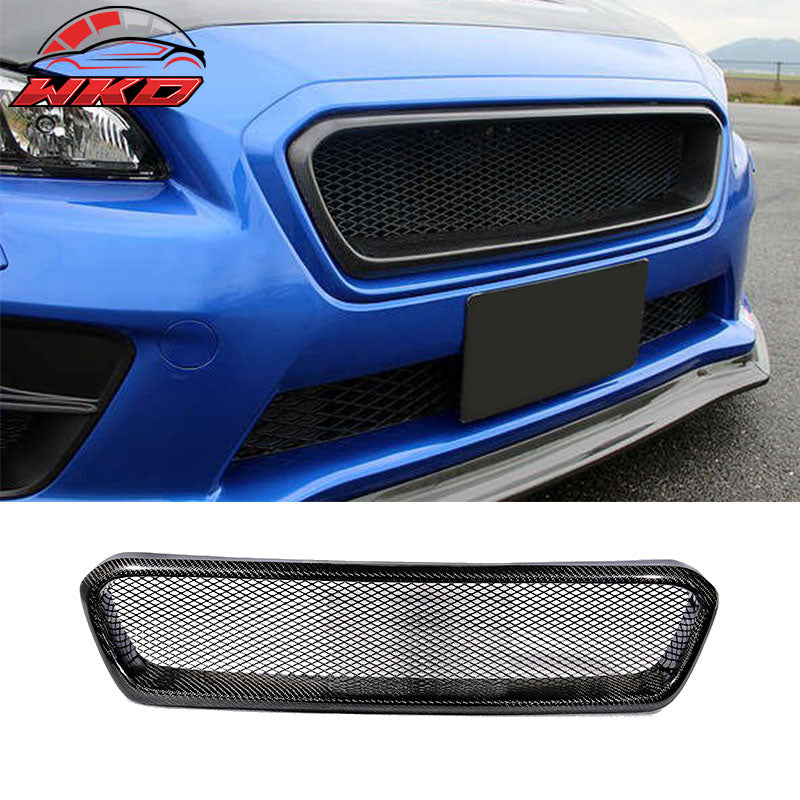 Fits 15-17 Subaru WRX STI CS Style Front Grille Grill Cover Trim Carbon Fiber CF