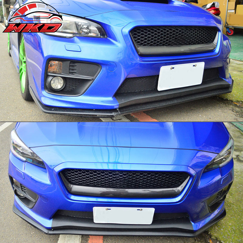 Fits 15-17 Subaru WRX STI Front Grille Grill Garnish Cover Trim Carbon Fiber CF