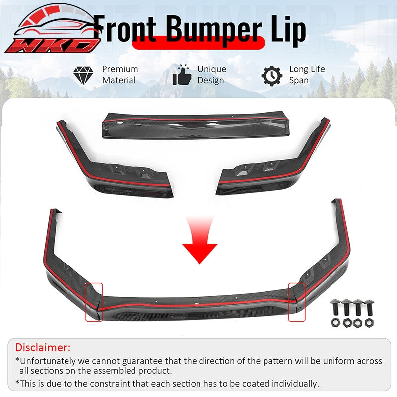 Wholesale 15-21 Subaru WRX STI OI Style Wet Carbon Fiber Front Bumper Lip Spoiler 3PC - Wikond Auto