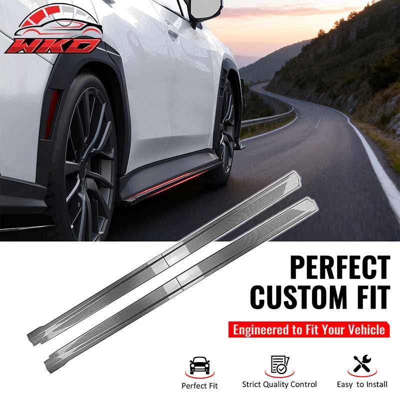 Fits 22-26 Subaru WRX STI Side Skirt Extension Molding Lip PP Carbon Fiber Print