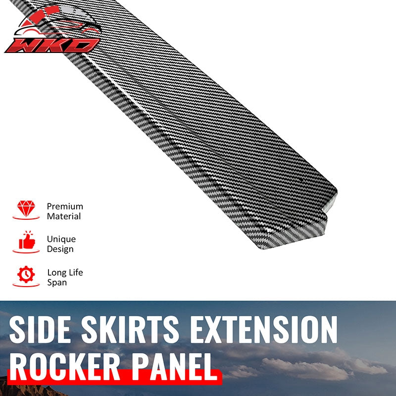 Fits 22-26 Subaru WRX STI Side Skirt Extension Molding Lip PP Carbon Fiber Print