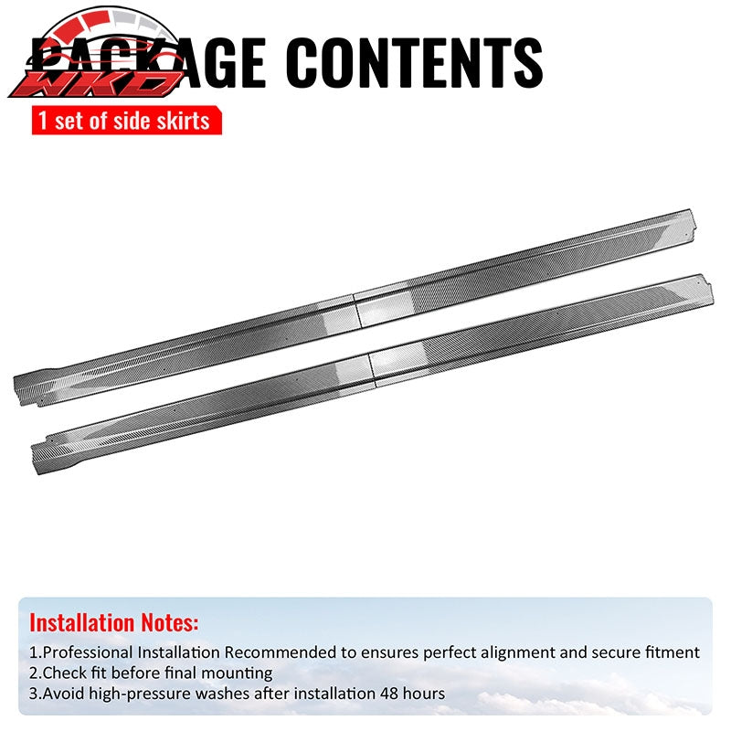 Fits 22-26 Subaru WRX STI Side Skirt Extension Molding Lip PP Carbon Fiber Print