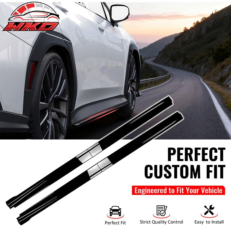 Fits 22-26 Subaru WRX STI Style Side Skirt Extension Molding Lip PP Gloss Black