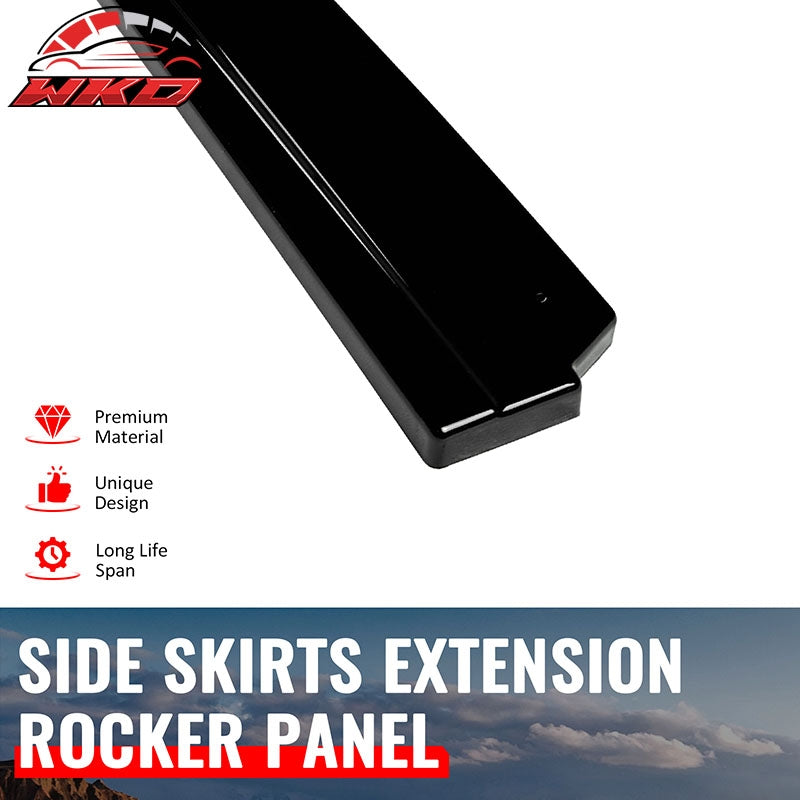 Fits 22-26 Subaru WRX STI Style Side Skirt Extension Molding Lip PP Gloss Black