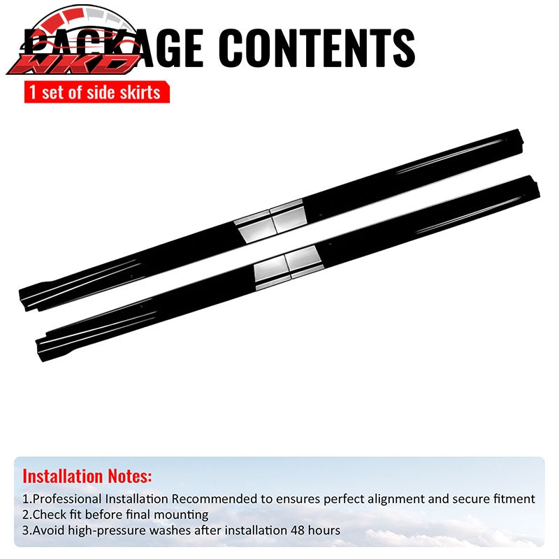 Fits 22-26 Subaru WRX STI Style Side Skirt Extension Molding Lip PP Gloss Black