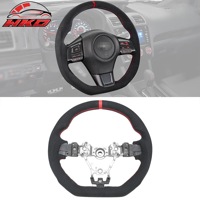Fits 15-21 Subaru WRX & STI Steering Wheel Alcantara + Red Stitching + Red Line