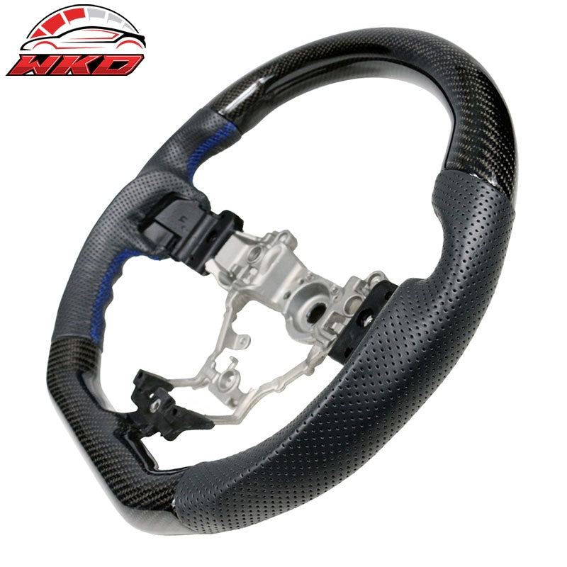 Fits 15-21 WRX & STI Steering Wheel CF + Perforated Leather + Blue Stitching