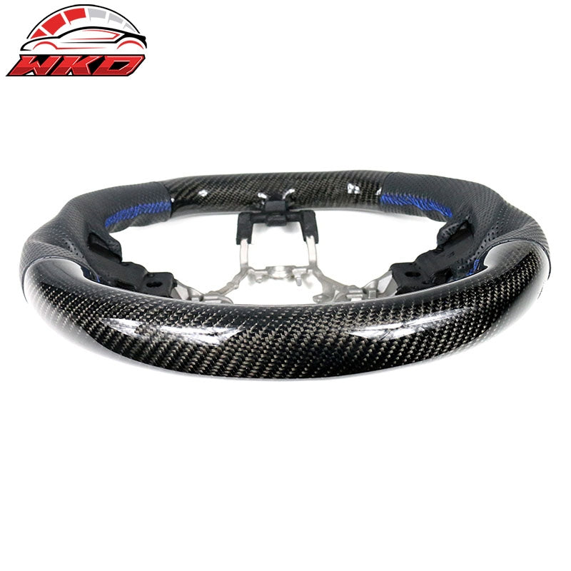 Fits 15-21 WRX & STI Steering Wheel CF + Perforated Leather + Blue Stitching