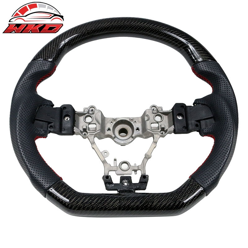Fits 15-21 Subaru WRX & STI Steering Wheel W/Red Strip Carbon Fiber CF Leather