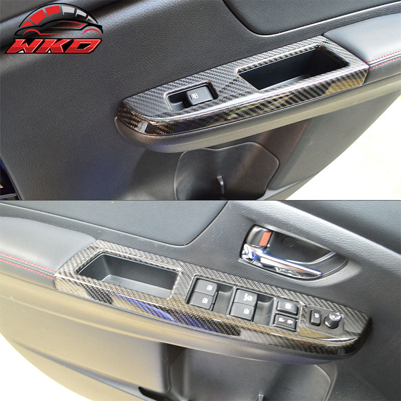 Fits 15-21 Subaru WRX STI 4PCS Window Switch Panel Cover Trim Matte Carbon Fiber