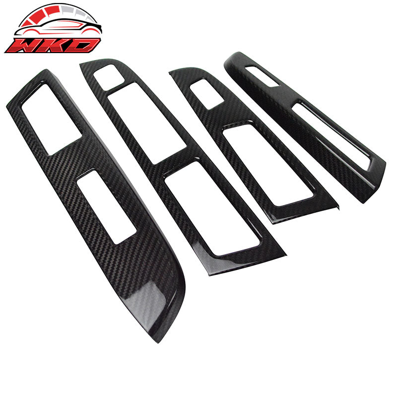 Fits 15-21 Subaru WRX STI 4PCS Window Switch Panel Cover Trim Matte Carbon Fiber