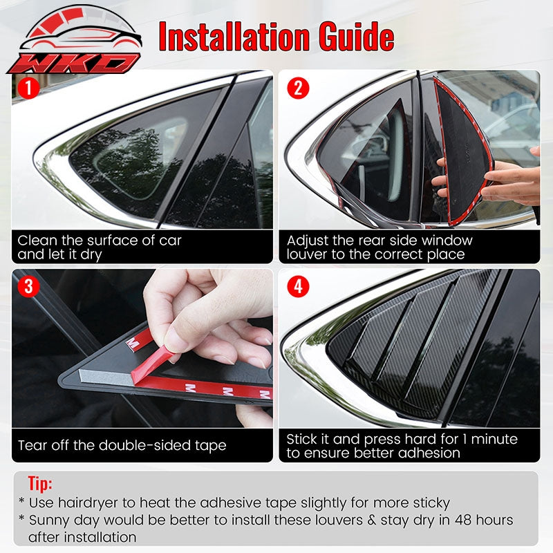 Fits 22-26 Subaru WRX IKON Style 2PCS Side Window Louver Vent Cover Unpainted PC