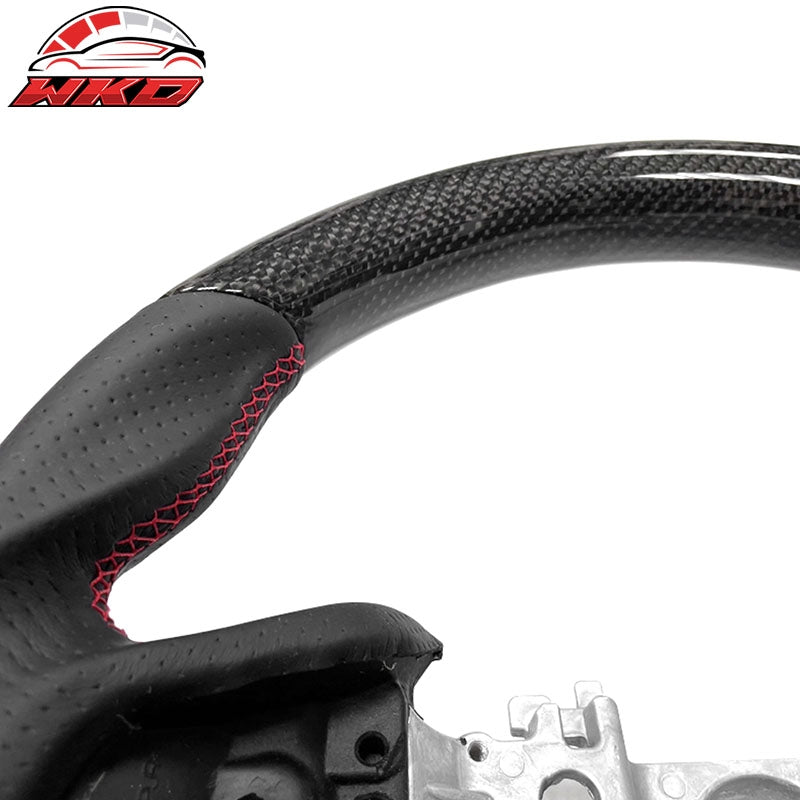Fits 22-26 Subaru WRX Carbon Fiber Steering Wheel Perforated Leather Red Stitch