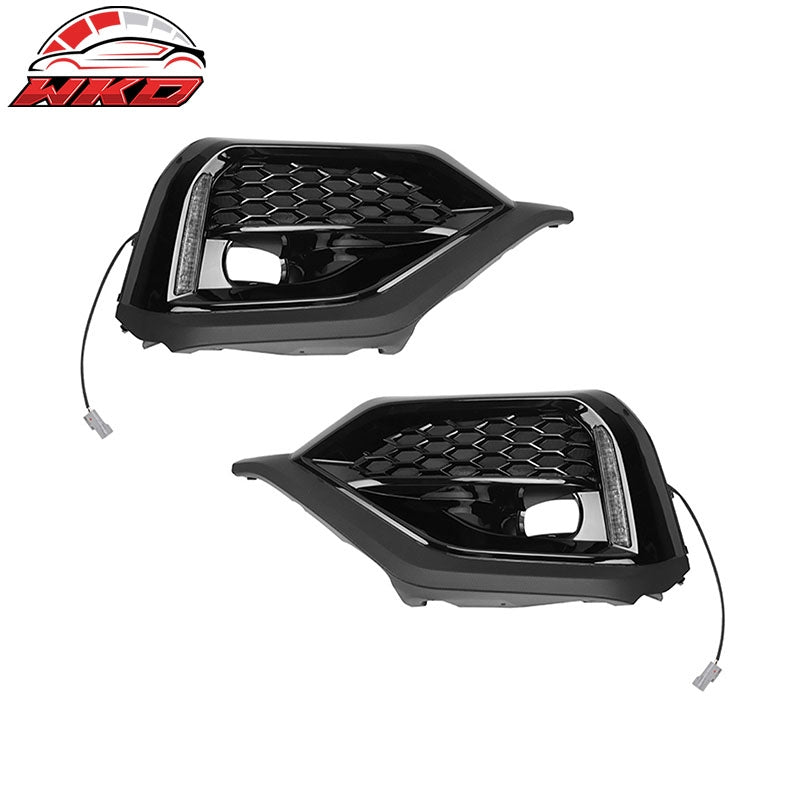 Fits 22-26 Subaru WRX VB OE Style Front Bumper Fog Light Bezel W/White LED DRL