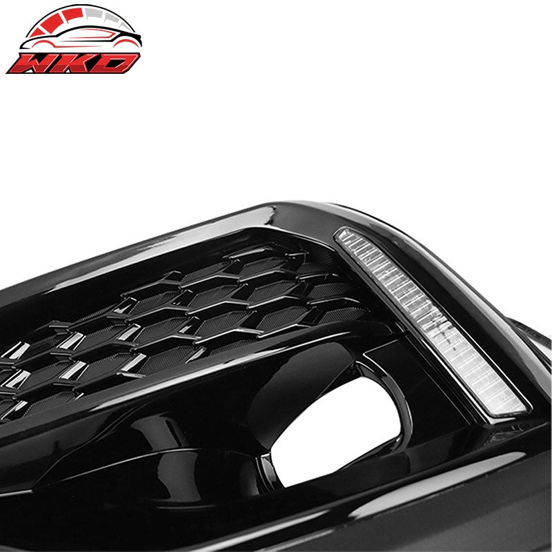 Fits 22-26 Subaru WRX VB OE Style Front Bumper Fog Light Bezel W/White LED DRL