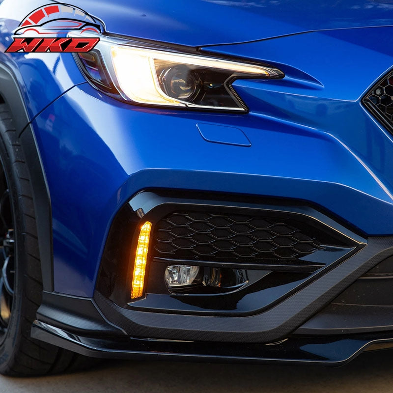 Fits 22-26 Subaru WRX VB OE Style Front Foglight Bezels W/LED Yellow Turn Signal