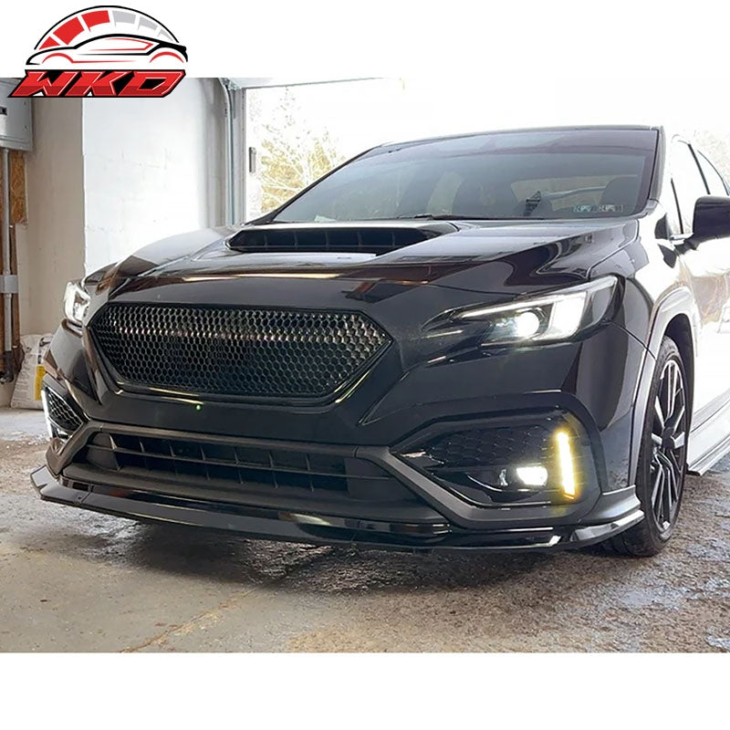 Fits 22-26 Subaru WRX VB OE Style Front Foglight Bezels W/LED Yellow Turn Signal