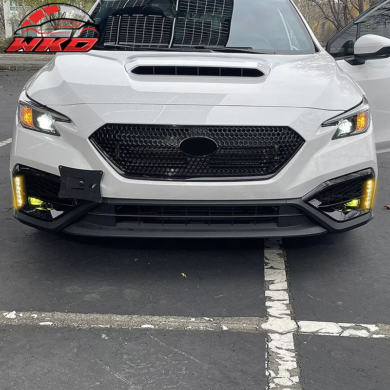 Fits 22-26 Subaru WRX VB OE Style Front Foglight Bezels W/LED Yellow Turn Signal