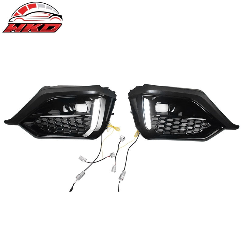 Fits 22-26 Subaru WRX VB OE Style Front Foglight Bezels W/LED Yellow Turn Signal