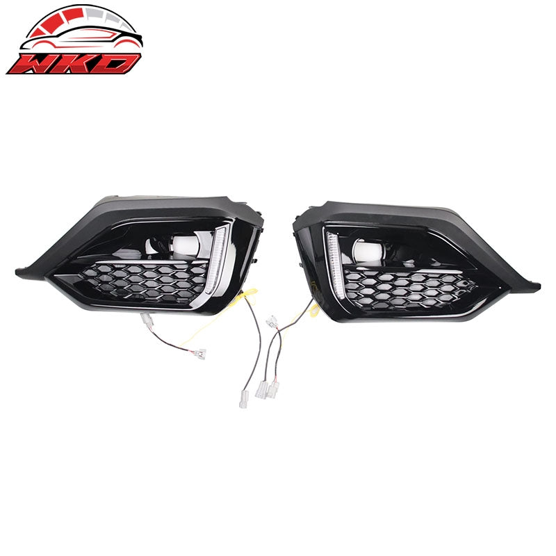 Fits 22-26 Subaru WRX VB OE Style Front Foglight Bezels W/LED Yellow Turn Signal