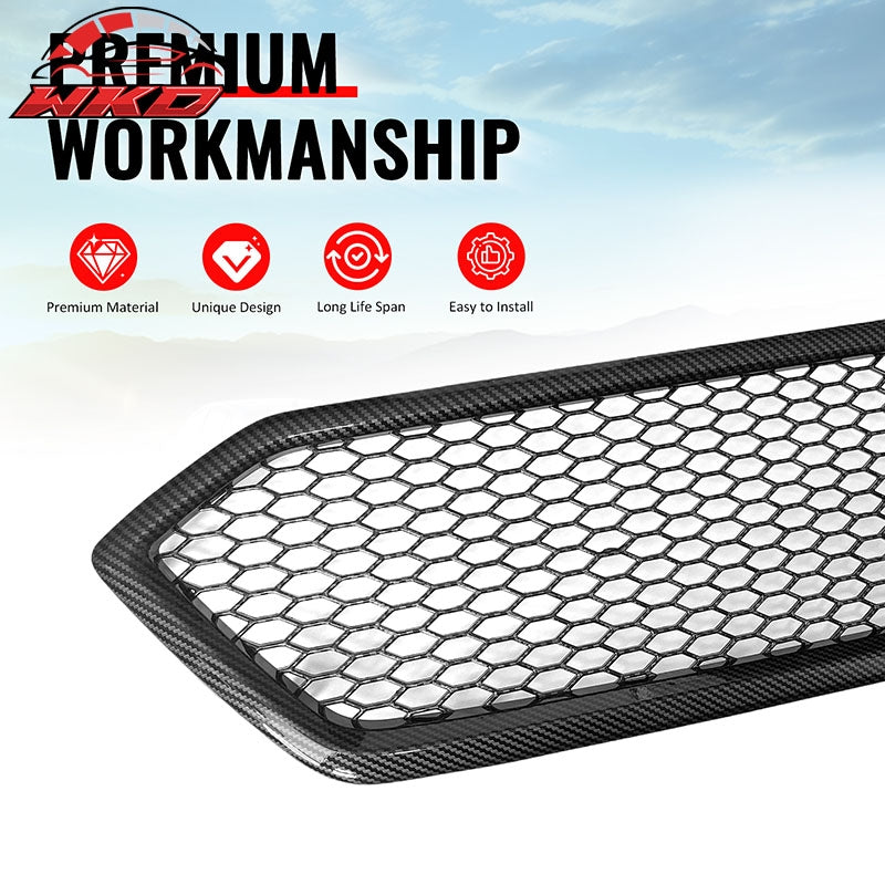 Fits 18-21 Subaru WRX/WRX STI Carbon Fiber Print Honeycomb Front Upper Grille PP