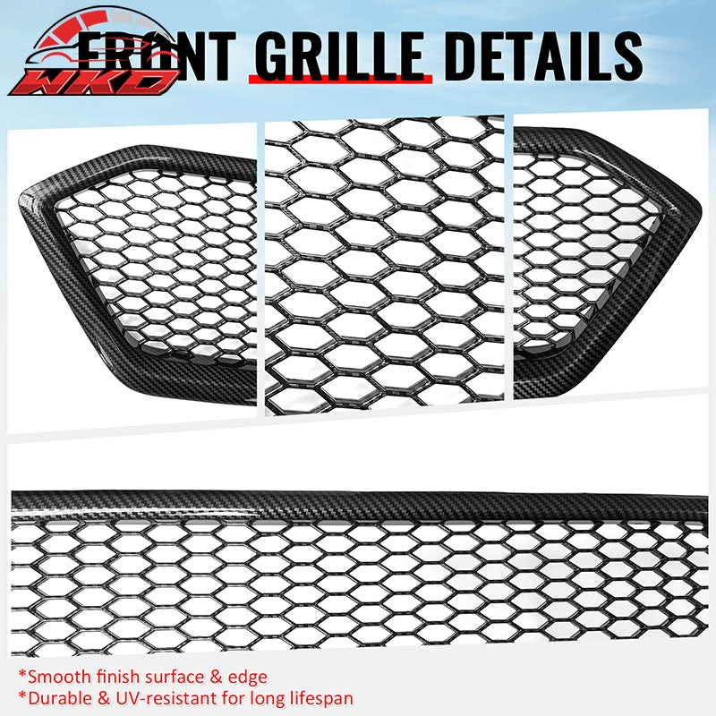 Fits 18-21 Subaru WRX/WRX STI Carbon Fiber Print Honeycomb Front Upper Grille PP