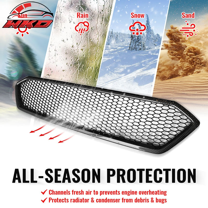 Fits 18-21 Subaru WRX/WRX STI Carbon Fiber Print Honeycomb Front Upper Grille PP