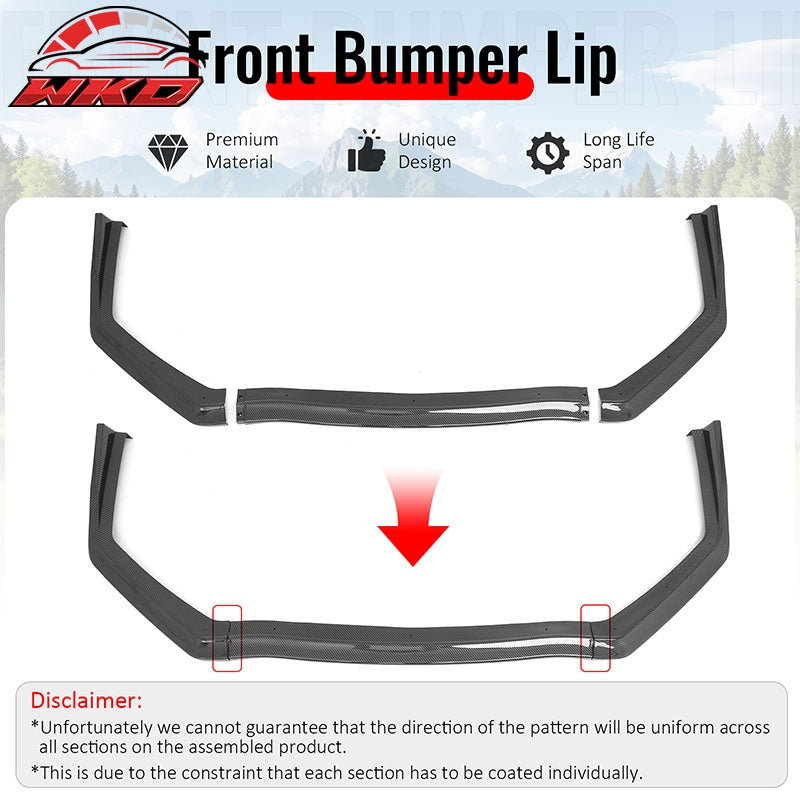 Wholesale 15-21 Subaru WRX & WRX STI Carbon Fiber Print Front Bumper Lip Spoiler 3PCS - Wikond Auto