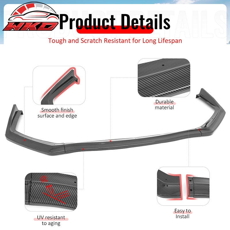 Wholesale 15-21 Subaru WRX & WRX STI Carbon Fiber Print Front Bumper Lip Spoiler 3PCS - Wikond Auto