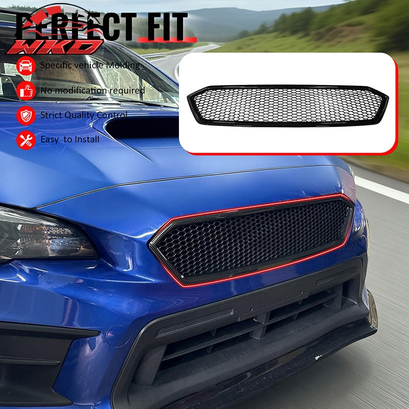 Fits 18-21 Subaru WRX/WRX STI Gloss Black Honeycomb Style Bumper Upper Grille PP
