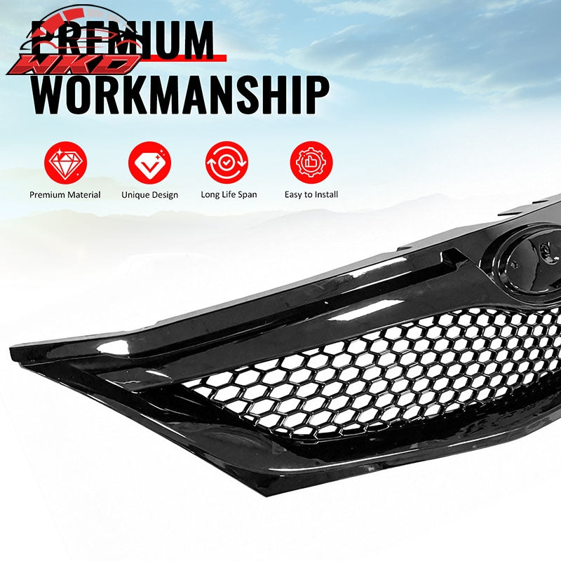 Fits 08-10 Subaru WRX & WRX STI Hatchback Honeycomb Style Grille Gloss Black ABS