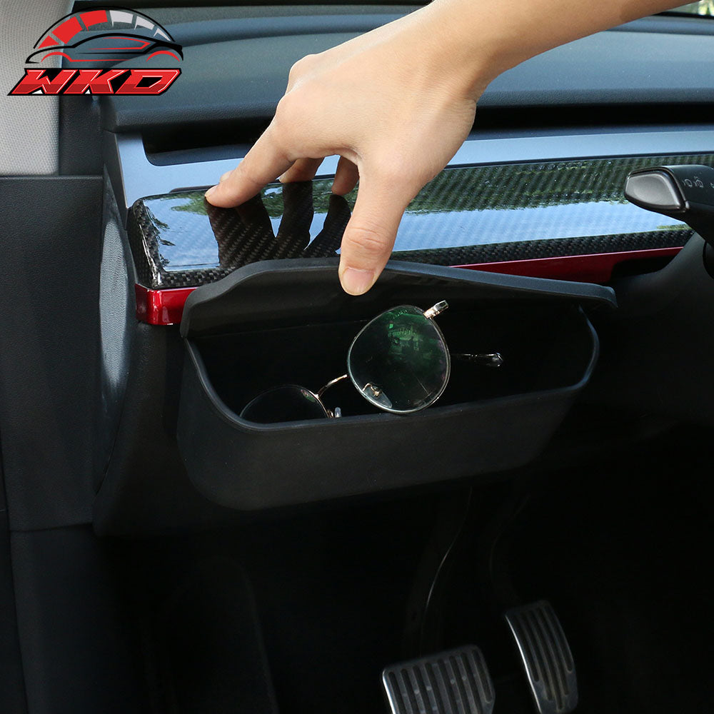 Fits 17-23 Tesla Model 3 & 20-23 Model Y Black TPE Sunglasses Holder Storage Box