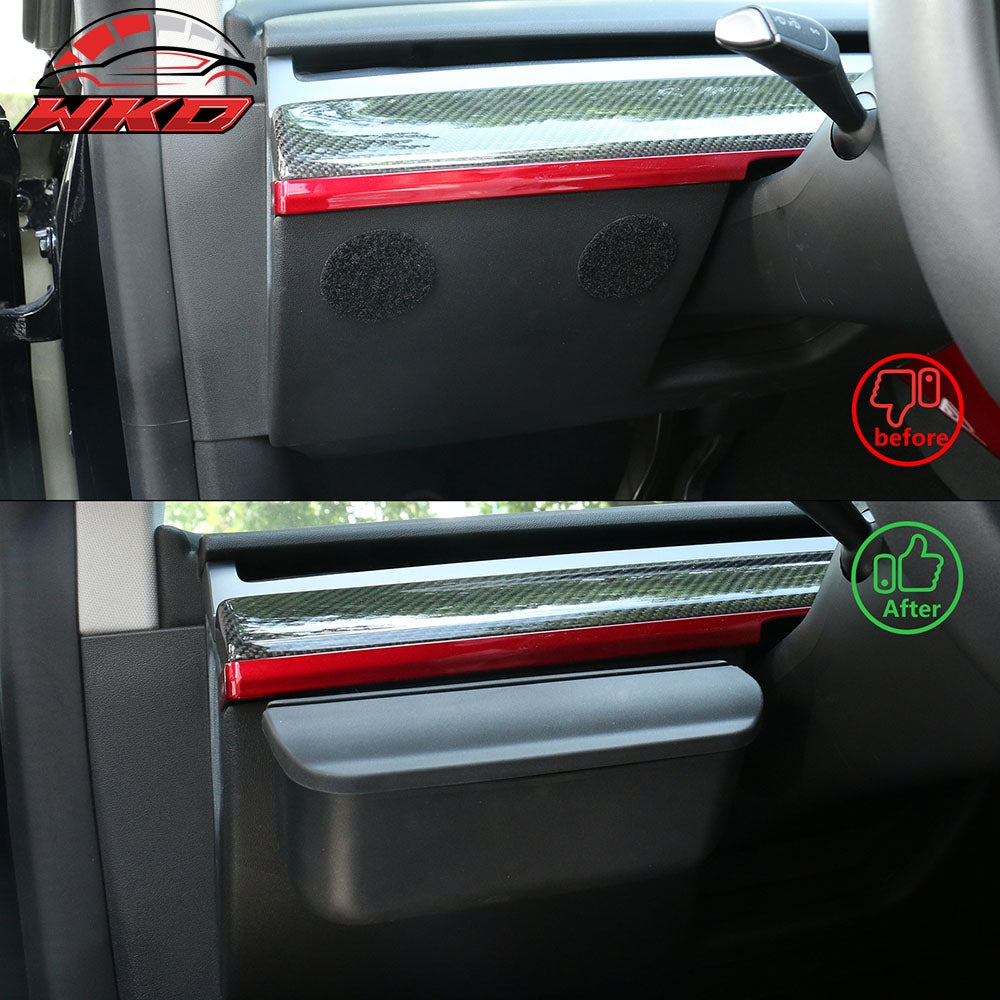 Fits 17-2026 Tesla Model 3 & 20-2026 Model Y Black TPE Sunglasses Holder Storage Box