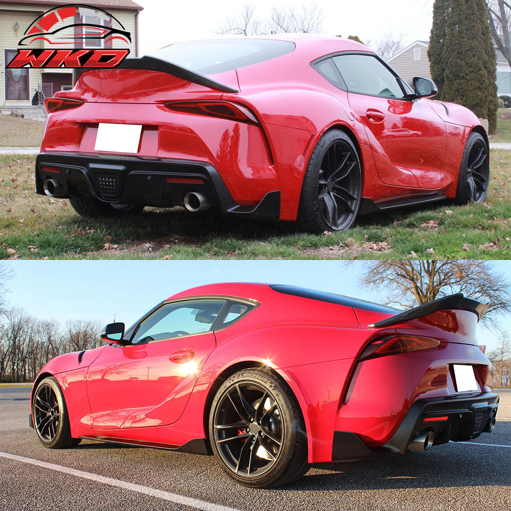Fits 20-25 Toyota GR Supra A90 A91 Rear Trunk Spoiler V Style Carbon Fiber Print