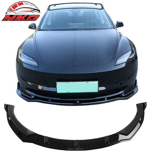 Wholesale 24-26 Tesla Model 3 3PCS IKON Style Front Bumper Lip Spoiler Gloss Black PP