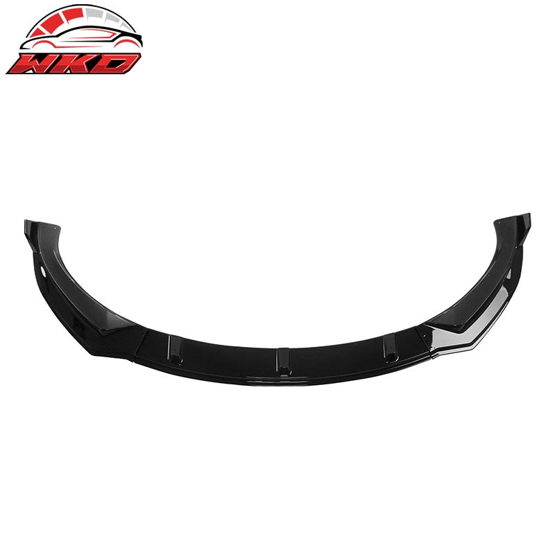 Fits 24-26 Tesla Model 3 3PCS IKON Style Front Bumper Lip Spoiler Gloss Black PP