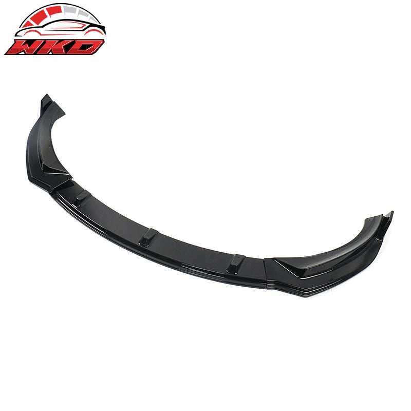 Fits 24-26 Tesla Model 3 3PCS IKON Style Front Bumper Lip Spoiler Gloss Black PP