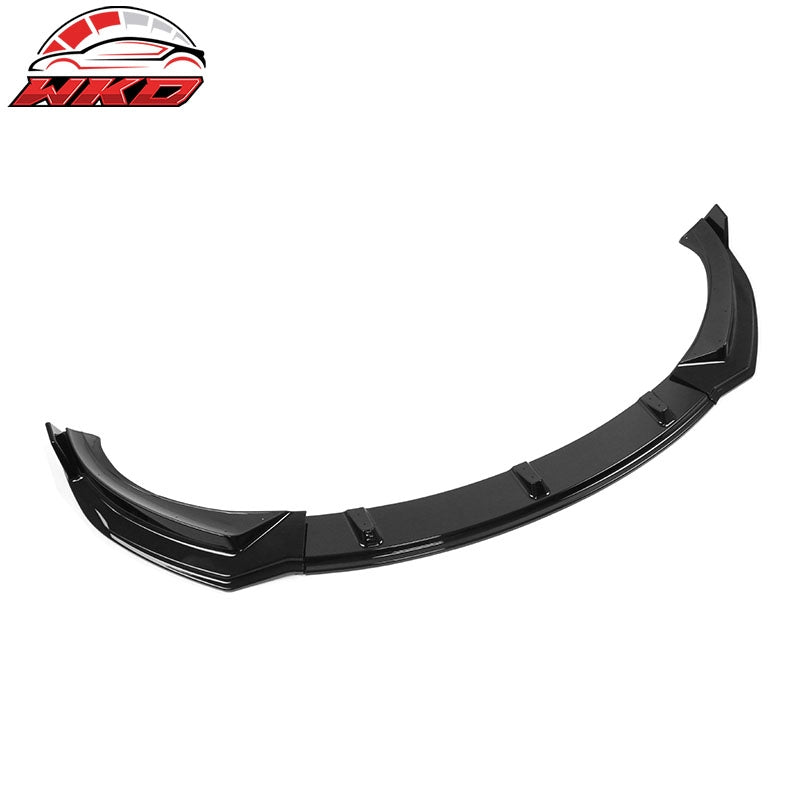 Fits 24-26 Tesla Model 3 3PCS IKON Style Front Bumper Lip Spoiler Gloss Black PP