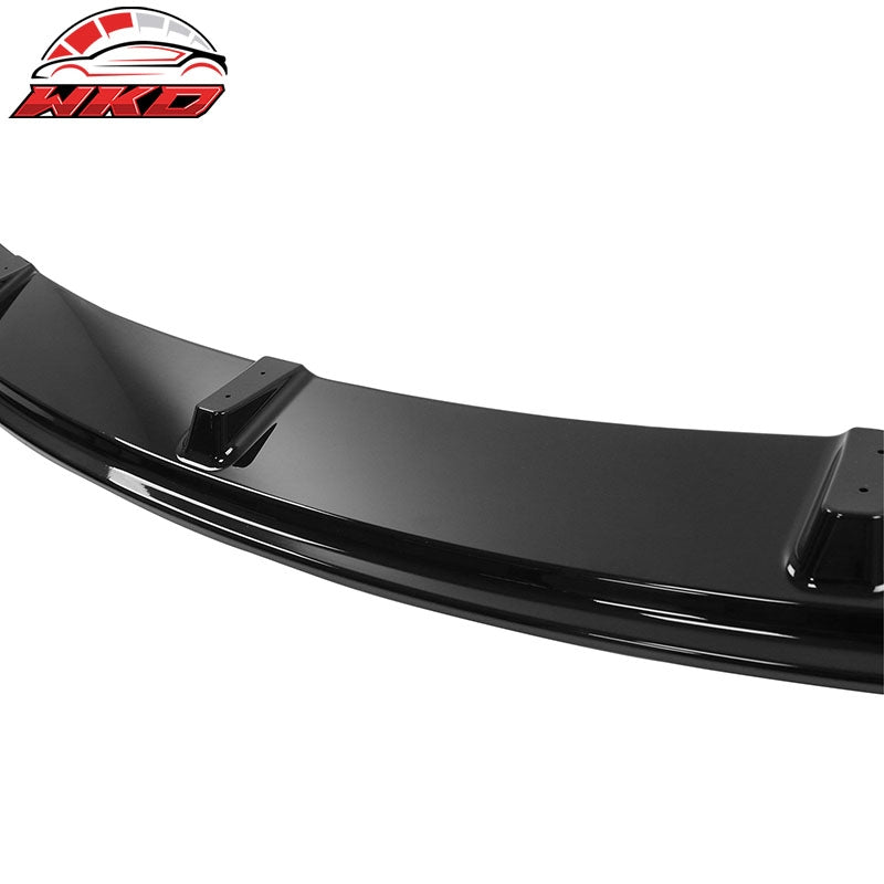 Fits 24-26 Tesla Model 3 3PCS IKON Style Front Bumper Lip Spoiler Gloss Black PP