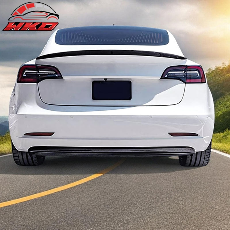 Fits 17-23 Tesla Model 3 4DR OE Rear Trunk Spoiler Wing Carbon Fiber Print - ABS