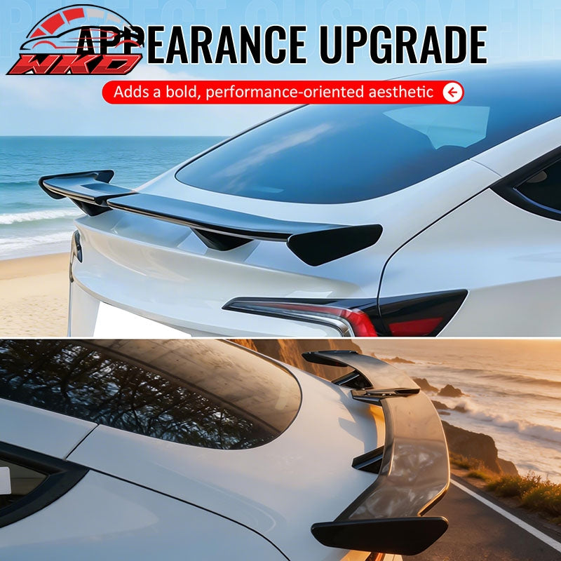 Fits 17-26 Tesla Model 3 54" PRO Style Rear Trunk Spoiler Wing Gloss Black ABS