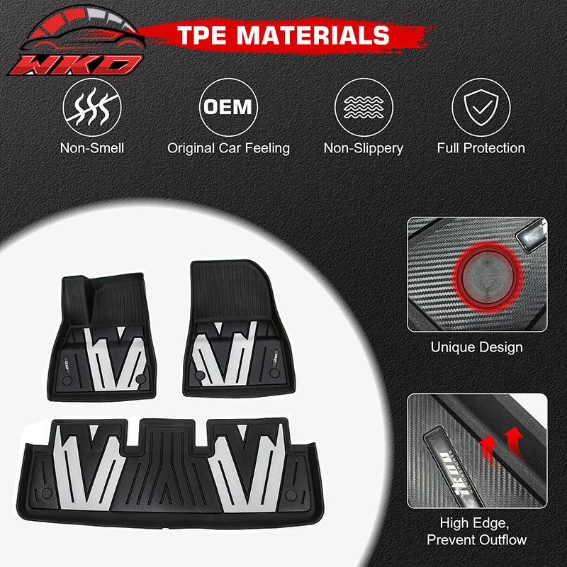Fits 24-26 Tesla Model 3 All Weather TPE Floor Mats Carpet Liners Black Gray 3PC