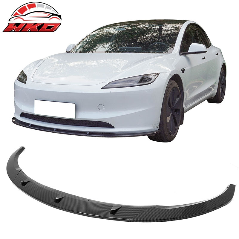 Wholesale For 24-26 Tesla Model 3 Carbon Fiber Print PP Front Bumper Lip 3PC IKON V4 Style