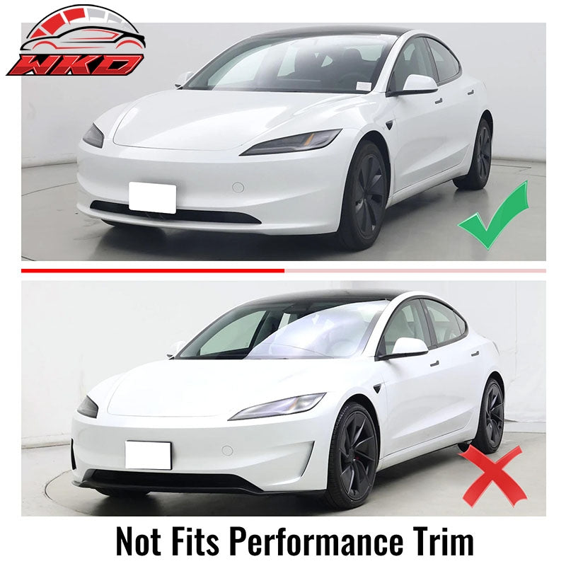 For 24-26 Tesla Model 3 Carbon Fiber Print PP Front Bumper Lip 3PC IKON V4 Style
