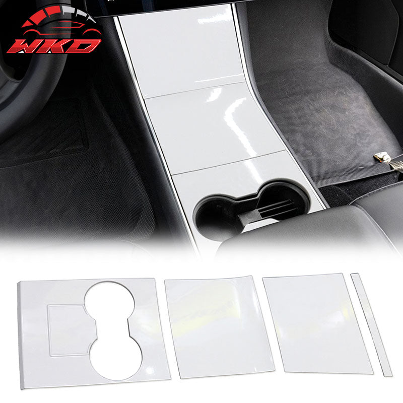 Fits 17-20 Tesla Model 3 Front Center Console Storage Box Cover Trim White ABS