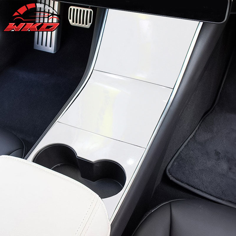 Fits 17-20 Tesla Model 3 Front Center Console Storage Box Cover Trim White ABS