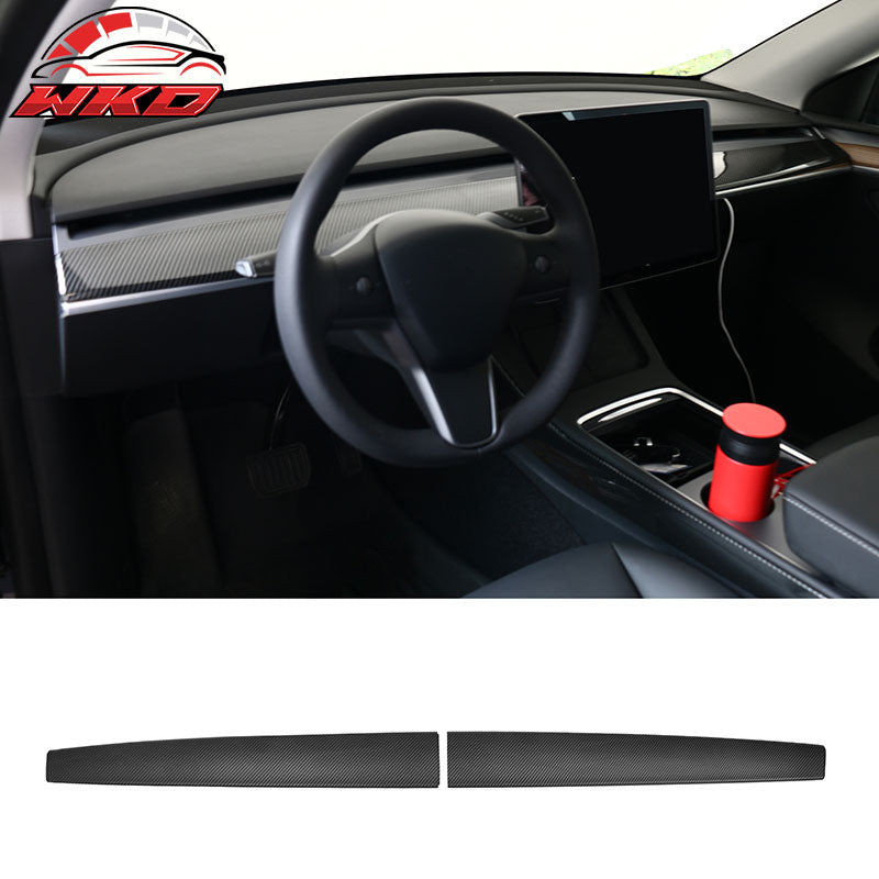 Fits 20-25 Tesla Model Y & 21-23 3 Dashboard Wrap Cover Matte Carbon Fiber Print