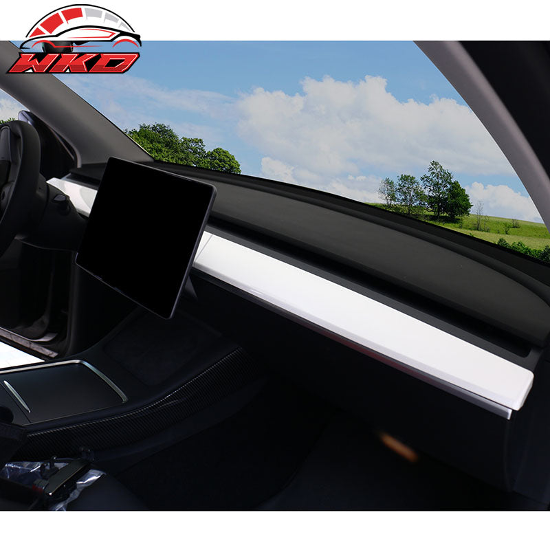 Fits 20-25 Tesla Model Y & 21-23 Model 3 Dashboard Wrap Cover Trim White 2PCS