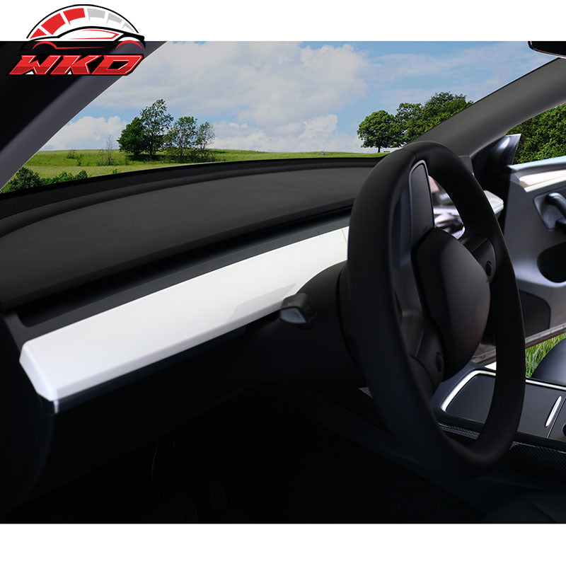 Fits 20-25 Tesla Model Y & 21-23 Model 3 Dashboard Wrap Cover Trim White 2PCS