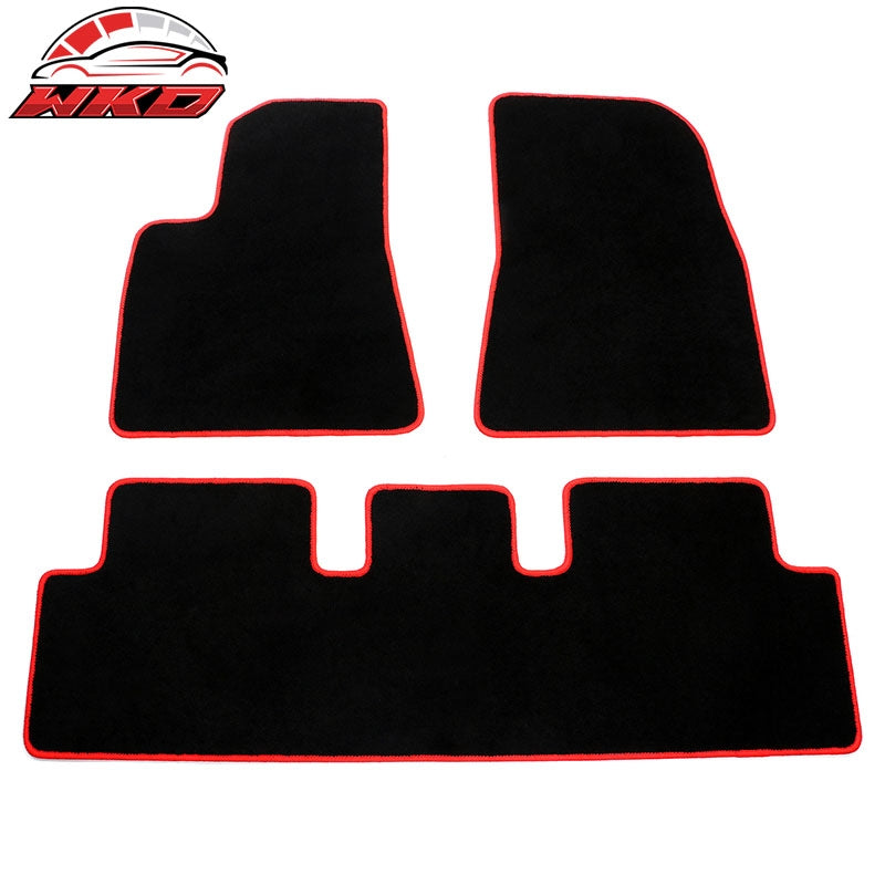 Wholesale 17-23 Tesla Model 3 Floor Mats Black Nylon Carpets Liner Guard w/ Red Edge